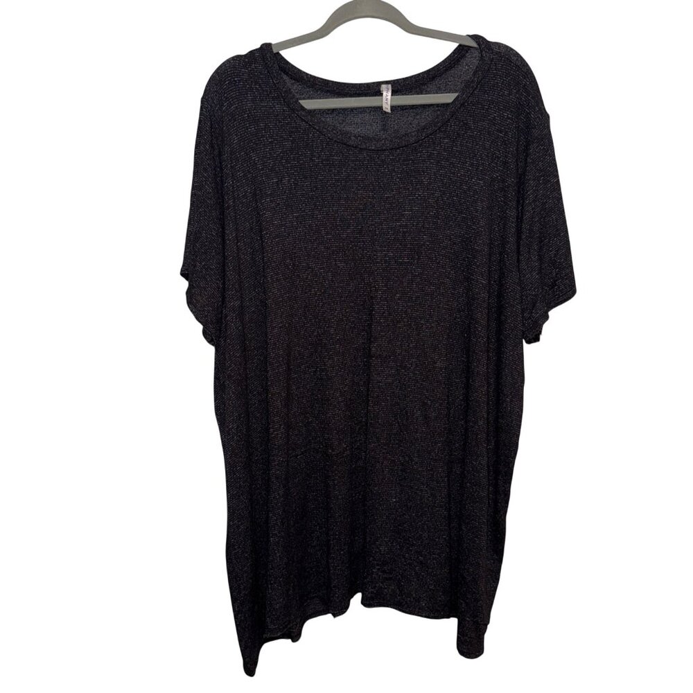 Piphany 3X Charcoal Gray Heathered Short Sleeve Relaxed Fit Tunic Top Women